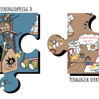 Illustrasjon av skaperskolen med tegning av mange verktøy.