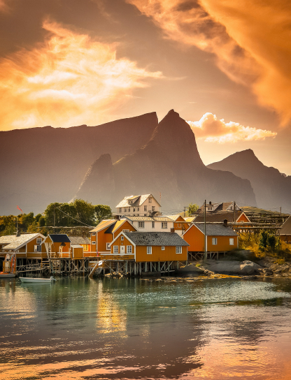 Houses next to the sea